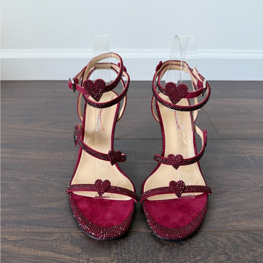Mach & Mach Petit Coeur 85MM Strass Suede Sandals - Picture 5 of 13